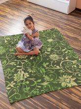 Verdant Vines Green Floral - Velveteen Fleece Throw Blanket